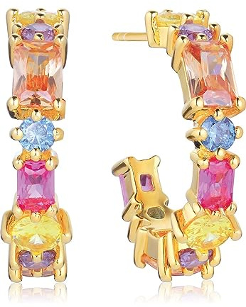 Sif Jakobs Jewellery Damen-Creolen 925er Silber Farbstein One Size, Bunt, Gold 32024012