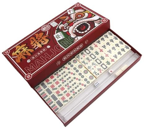 Paucator Mini Mahjong Kit de voyage Mahjong avec boîte Mah Jong chinois Mah Jong Set de jeux Mayong