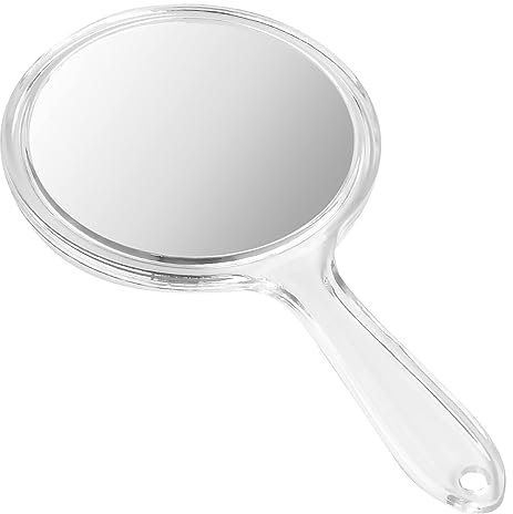Fantasyon Handspiegel mit Griff, Doppelseitiger Handspiegel 1X/3X Vergrößerung Spiegel Kosmetikspiegel Schminkspiegel Mehrzweck Spiegel Runde Form für Damen Tägliche Make-up