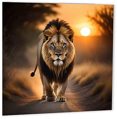 Purple Fox“ Löwe-Grußkarte, Geburtstagskarten, 147 mm x 147 mm