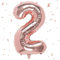 Luftballon 2. Geburtstag,Zahlen 2 Luftballon Rosegold, 40 Zoll XXL Roségold Folienballon Hell Pink Zahlenballon 2 Helium Ballon, Luftballon 2. Geburtstag für 2 Jahre Geburtstagsdeko Junge Mädchen