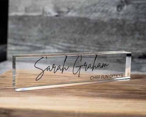 Acrylic Executive Personalised Desk Name Plate 12cm x 4cm x 15mm