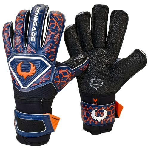 Renegade GK Triton Octane Torwarthandschuhe Pro Finger Schutz | 3.5+3mm Super XD Grip & 4mm Duratek | Blau, Schwarz Torwart Handschuhe (Größe 8, Jugend-Erwachsener, Roll-Neg. Hybrid Cut, Level 2)