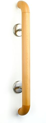 Garderobia Holz-Haltegriff-Set mit Abschlussbögen und Haltern (Buche, 60cm) - für Senioren, Schwangere und körperlich beeinträchtigte Personen