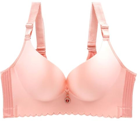 SCOCCA Fashion Deep Cup Hides Back Fat Full Back Coverage Bra with Shapewear Incorporated Plus Size Push Up Sport Bra Pink