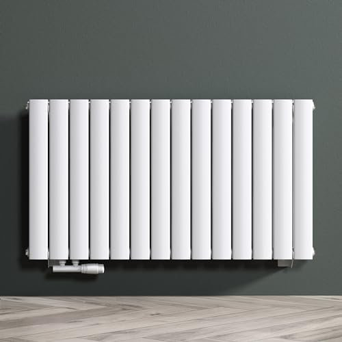 Mai & Mai Badheizkörper flach BxH 108x60cm in Weiß Mittelanschluss Paneelheizkörper Vertikal Badheizung zweilagig aus Stahl
