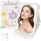 Espejo Maquillaje con Luz Recargable, Tocador Viaje Portátil Luz Ajustable, Iluminación de 3 Colores, Pantalla Táctil, Espejo Cosmético de Mesa Espejo Plegable para Tocador Viaje (Flor)