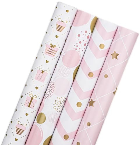 JUSTASHOW Geburtstags-Geschenkpapierrolle (Rosa)