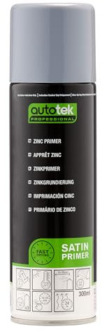 AutoTek Professional Expertly Formulated Acrylic Based Primer Spray Paint, Zinc Primer, 300 ml