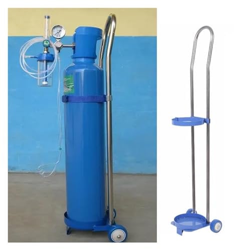 MZZKFC Domestic Stainless Steel Gas Cylinder Fixed Rack, 31.5 37.4 43.3 IN Hight Cylinder Cart with Wheels & Handle, Cylinder Dolly for School/Factory/Labs(110cm/43.3 in)