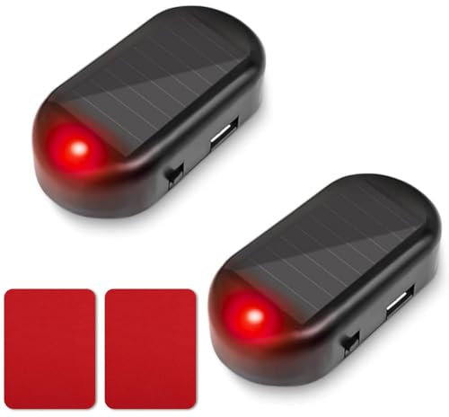 Mikiuly Alarmanlage Auto, 2 Stück Solar Power Dummy Auto Alarm, Anti Diebstahl Blinklampe, Schwarz, Manuell, Pkw