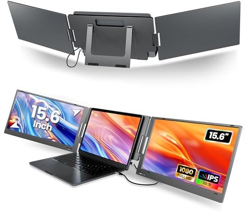KPKUE 15.6 Laptop Screen Extender Monitor, 1080P FHD IPS Dual Portable Monitor for Laptop, Compatible with 12 -16 Laptops, Plug and Play (Mac Windows Chrome) X90E Pro