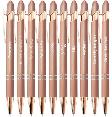 Jolis Papiers - x10 - Stift personalisiert 2 in 1 - Personalisiert Kugelschreiber mit Gravur I Rosegold-metall I Softtouch Feeling I schwarz schreiben I integrierter Stylus