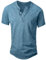 NITAGUT Men's Distressed Henley Shirts Vintage Short Sleeve T-Shirts Washed Cotton Casual V-Neck Button Tee Shirts,Denim Blue,XL