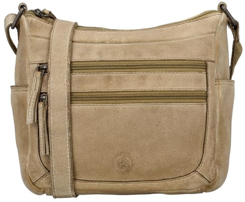 Hide & Stitches Paint Rock Crossbodytas | Leder Crossbody Mittelgroß Braun Schwarz mit vielen Fächern verstellbarer Schultergurt für Reise Alltag, 100% Leder
