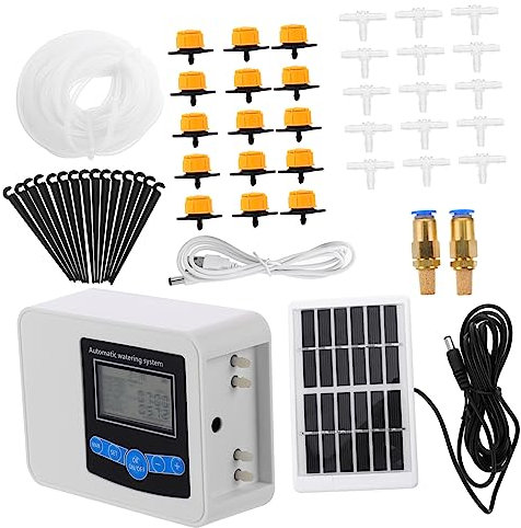BESPORTBLE Doppel Pumpe Bewässerungscontroller Solar Und USB Ladung Gartenpflanzen Timer Mit Digitalem Display Abs Energiesparend Regen Und Sonnenfest Leiser Motor Einstellbar Für Balkon Und Garten