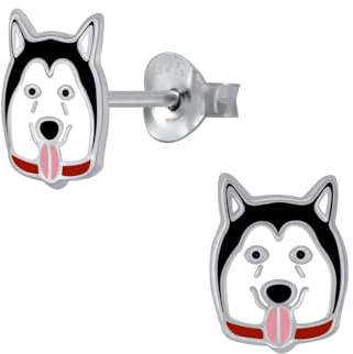 Monkimau Mädchen Ohrringe Hund | Ohrstecker aus 925 Sterling Silber | Kinderohrringe hypoallergen