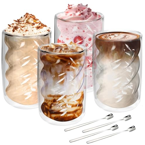 BBWELL Tasse à Café Double Paroi,Verre à Double Paroi,Verres à Expresso,Convient Pour Latte, Macchiato, Cappuccino, Bière, Lait