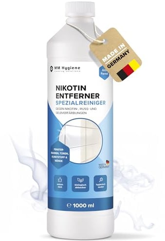Nikotinentferner & Kunststoffreiniger 1000ml Hochkonzentrat | Fensterrahmen Reiniger für Weiße PVC Fenster, Wände, Heizkörper | Kunststoff Auffrischer Extra Stark gegen Vergilbung, Ruß & Nikotin