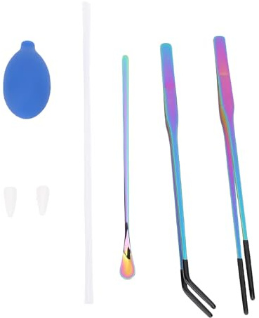 Pinces de Nourrissage Kit, Longues Pincettes pour Aquarium, Tête en Silicone Antidérapante Plante Aquatique avec Cuillère pour Reptiles Aquatiques Aquarium Domestique