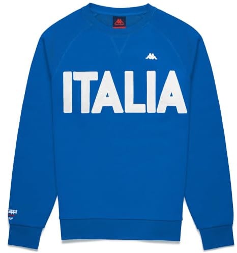 Kappa - Felpa, Uomo, Cotone, Casual, Modello: Eroi Round Italia