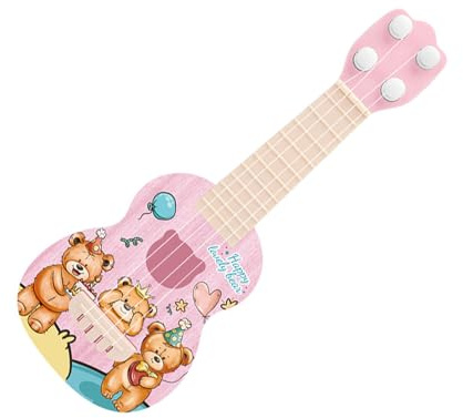 AKLOSIPY Ukulele-Gitarrenspielzeug für Kleinkinder – Niedliches 4-saitiges Kinder-Lernmusikinstrument für Unterhaltsames Lernen (Kleines Bärenmuster)