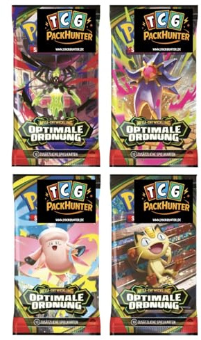 Pokemon Optimale Ordnung - Mega Entwickling - Deutsch - 4 Booster & PackHunter Toploader - Sammelkartenspiel