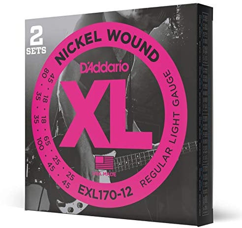D'Addario EXL170-12 Nickelumwickelte Bassgitarrensaiten, Light, 18-45