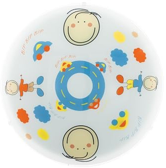 EGLO Deckenlampe Junior 2, Deckenleuchte, Stahl in weiss | Glas satiniert in Motiv Junge E27 Fassung