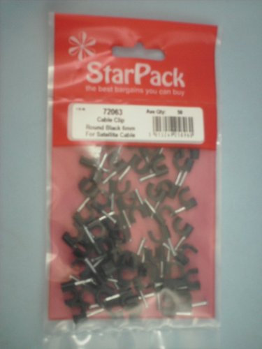 Star Pack 50 Cable Clip Round Black 6MM for TV Coax SAT