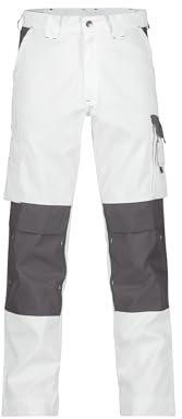 DASSY® Boston Zweifarbige Arbeitshose mit Kniepolstertaschen - Größe 54 - WEIß/ZEMENTGRAU