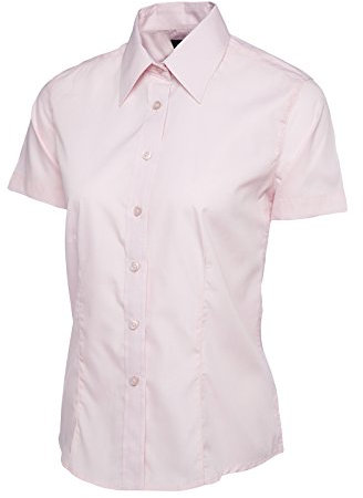 Ladies Poplin Half Sleeve Shirt - Pink - 5XL