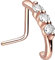 PIERCINGLINE Nasenpiercing Chirurgenstahl 3 großen Kristallen Nasenstecker Roségoldfarben