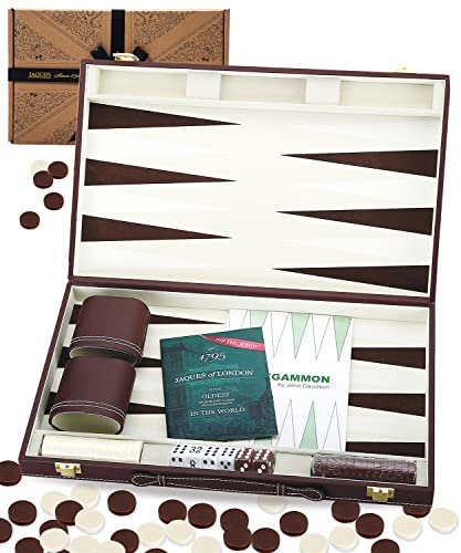 Jaques of London Backgammon Set | Classic Traditional Games | Folding Case 15 Backgammon Sets Luxury | Backgammon Sets for Adults | Since 1795
