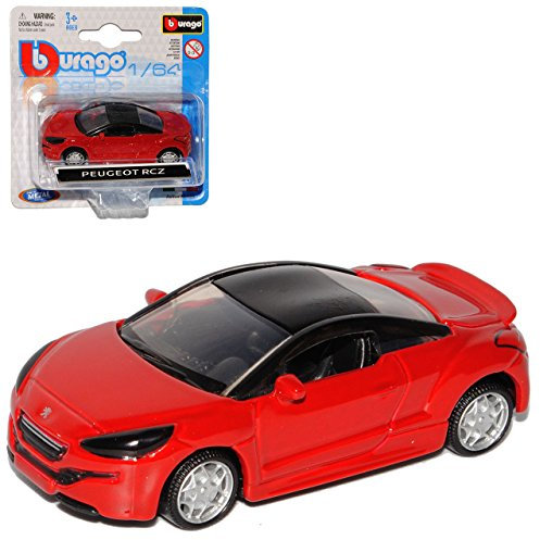 Bburago Peugeot RCZ Coupe Rot Metallic mit schwarzem Dach 1/64 Modell Auto mit individiuellem Wunschkennzeichen