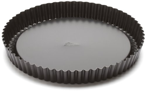 Patisse Obstboden-Form mit festem Boden Ø 28cm x 3,7cm Stahl mit Antihaftbeschichtung Whitford Xylan - grau - Tortenform mit Hebeboden - antihaftbeschichtete Backform für Kuchen, Quiche, Pie