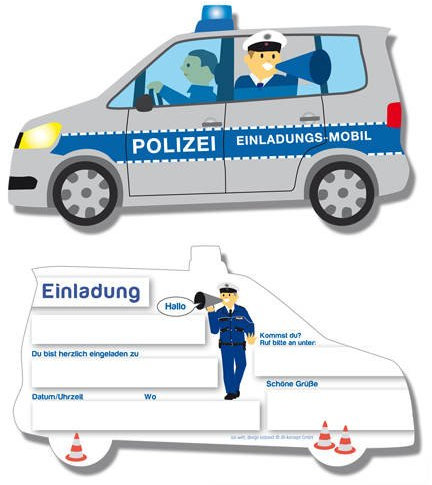 PARTY DISCOUNT Einladungskarten Polizei 6 Stk.