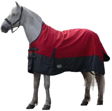 Pferdedecke 1200D High Neck 50g, 100g, 200g Weidedecke Winterdecke Regendecke Turnout : 200g Red/Black - 145cm