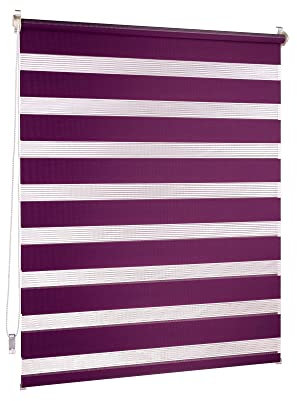 Victoria M. Doppelrollo Klemmfix ohne Bohren, 85 x 230 cm (BxH) Aubergine/Lila, Rollo Fensterrollo lichtdurchlässig & verdunkelnd,Duo-Rollo Klemmmontage Zebrarollo für Fenster & Türen
