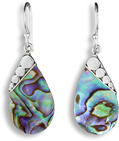 ISLAND PIERCINGS - Abalone Perlmutt Ohrringe aus 925 Sterlingsilber – Handgefertigte Hängeohrringe Damen mit echter Muschel – Tropfenform, nachhaltiger Boho Schmuck – ca. 4 cm - SER222