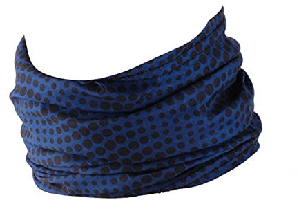 Hilltop Multifunktionstuch, Halstuch, Sporttuch, Schlauchtuch, Kopftuch, Schal, Cooles Design in Trendfarben, für Damen und Herren, Farbe/Design:blau - schwarze Punkte