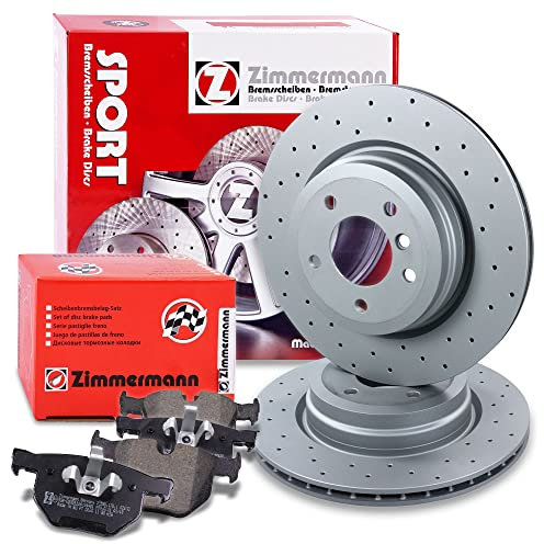 ZIMMERMANN Bremsenset Hinterachse inkl. Bremsscheiben Gelocht Ø 336 mm + Bremsbeläge hinten Kompatibel mit BMW 3er (E90), 3 Cabriolet (E93), 3 Coupe (E92), 3 Touring (E91), X1 (E84)
