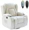 WestWood Bonded Leather Massage Cinema Recliner Sofa Chair Armchair Swivel Rocking With Heating Function Cup Holder MLS-02 Cream