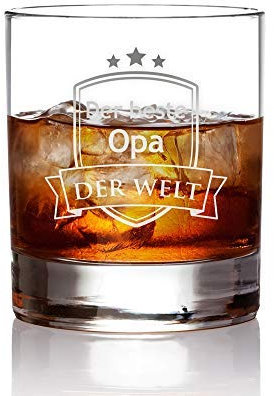 AMAVEL Whiskyglas mit Wappen Gravur für den besten Opa der Welt, Tumbler Whiskeyglas