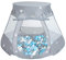 Selonis Baby Spielzelt Mit Plastikbällen Zelt 105X90cm/200 Bälle Plastikkugel Kinder, Grau:Grau-Weiß-Transparent-Babyblau