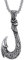 HIJONES Men's Vintage Stainless Steel Carved Silver Fish Hook Pendant Long Necklace with Box Pearl Chain