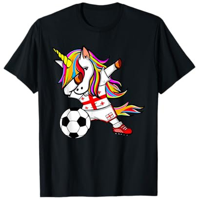 Dabbing Einhorn Unicorn Georgia Fußball - Georgische Flagge T-Shirt