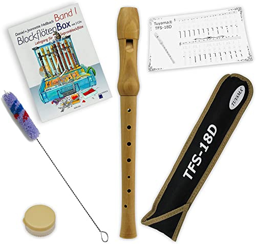Tuyama® TFS-18D Sopranblockflöte und Blockflötenbox Band 1 mit 2 CDs - Sopranblockflötenlehrgang für Kinder von Daniel Hellbach ISBN: 9990000484201