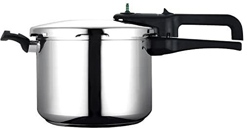 MAGEFESA ® Aloe Olla a presión de 6 Litros fabricada en Acero Inoxidable, Apta para Todo Tipo de cocinas, INDUCCION. Fondo termo-difusor, sensor de presión, 5 sistemas de seguridad