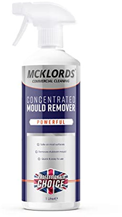 McKLords Commercial Concentrated Mould Remover Spray | Effective Mildew Stain Cleaner For Walls, Tiles, Silicone Seals & More - 1 Litre, Clear